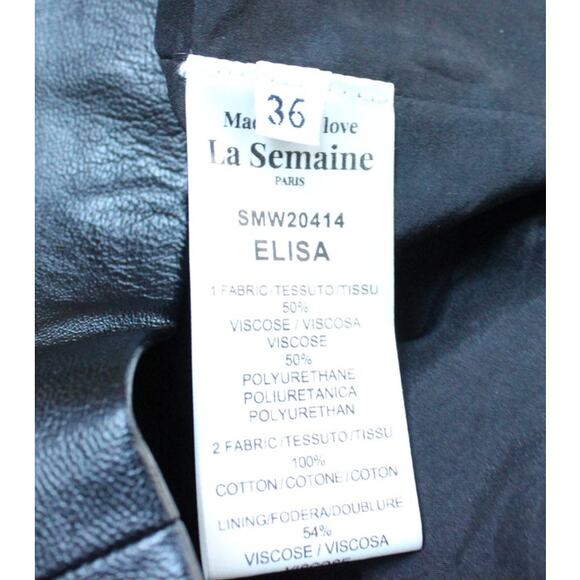 La Semaine Paris Black Elisa Faux Leather Velvet Puff Sleeve Dress Size 36/US 4 - Picture 8 of 8